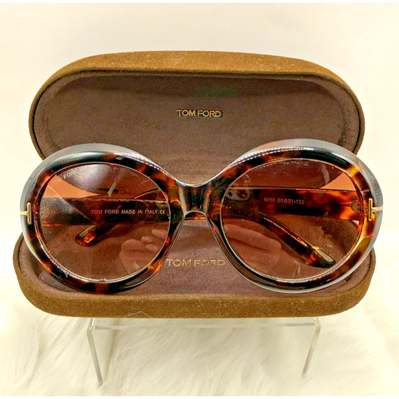 Tom Ford Liya-02 Dark Tortoise Havana Round Frame Sunglasses W/Case & Box main image 14